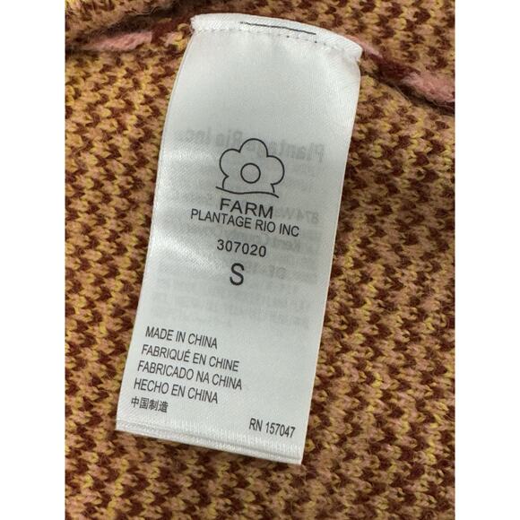 FARM Rio Small Burgundy Toucanissimo Cardigan Long Sleeve Open Front Boho - Picture 8 of 12